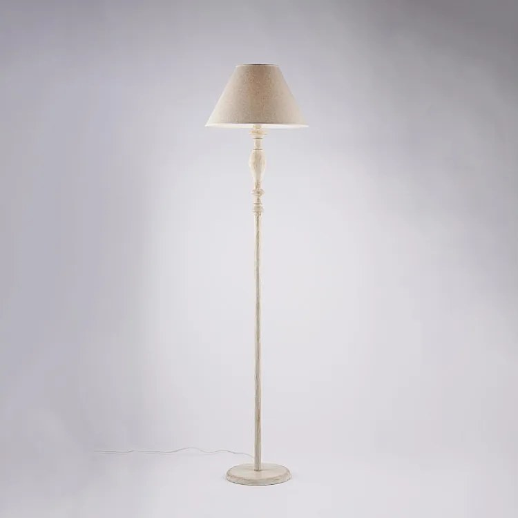 Lampa podłogowa Cascina z drewna i żelaza, w kolorze białym i gołębiej szarości, 1 lampa .183 Ø45 BL265-PH-BT