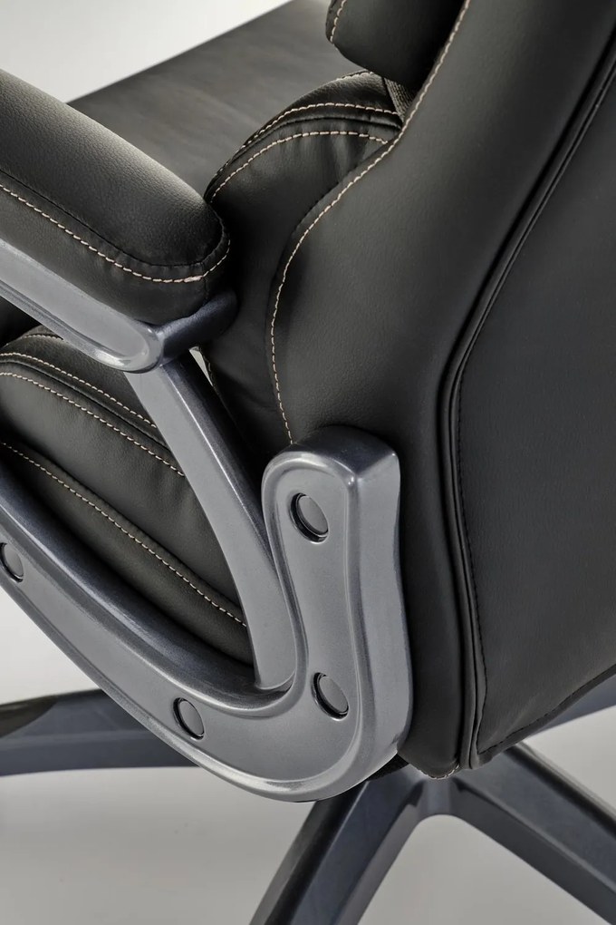 Czarno-szary fotel gabinetowy z ekoskóry Steven Halmar