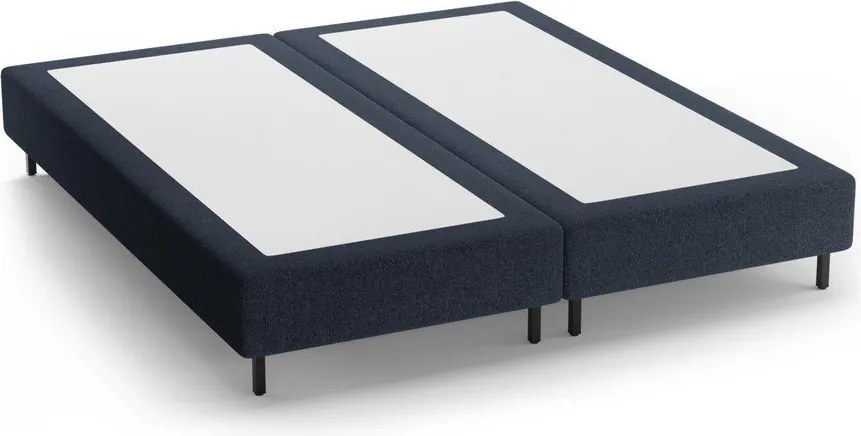 Ciemnoniebieskie tapicerowane łóżko dwuosobowe bez zagłówka 180x200 cm Whale – Micadoni