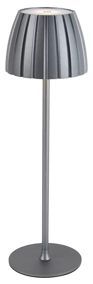 Lampa stołowa szara 3-stopniowa ściemniana w Kelwinach ładowana akumulatorowo - Dolce Nowoczesny Oswietlenie wewnetrzne