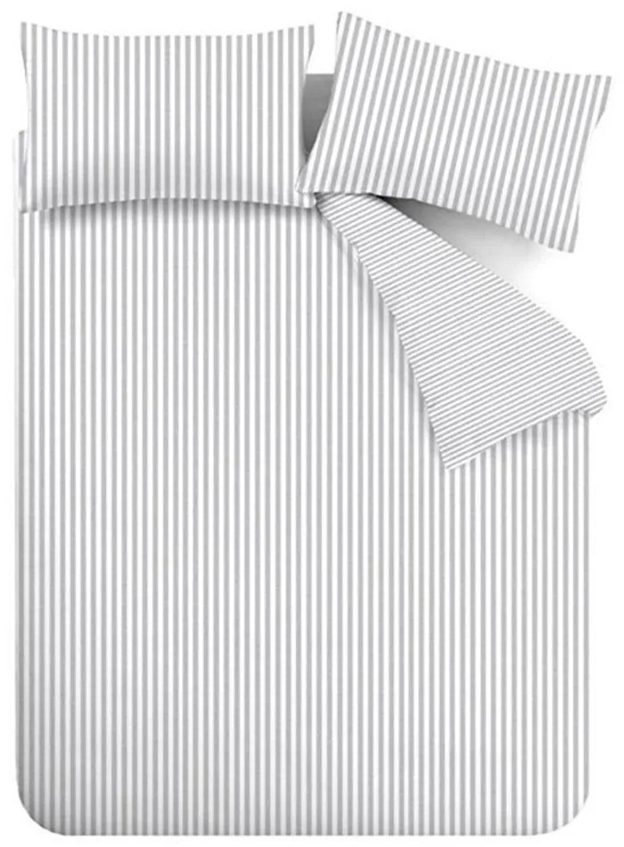 Szara flanelowa pościel dwuosobowa 230x220 cm Stripe – Catherine Lansfield