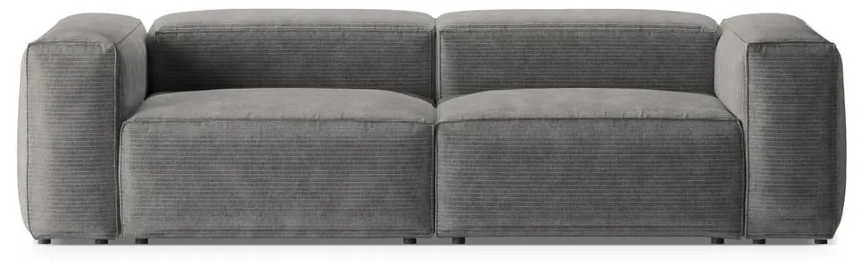 Jasnoszara sztruksowa sofa 264 cm Bergamo – Cosmopolitan Design