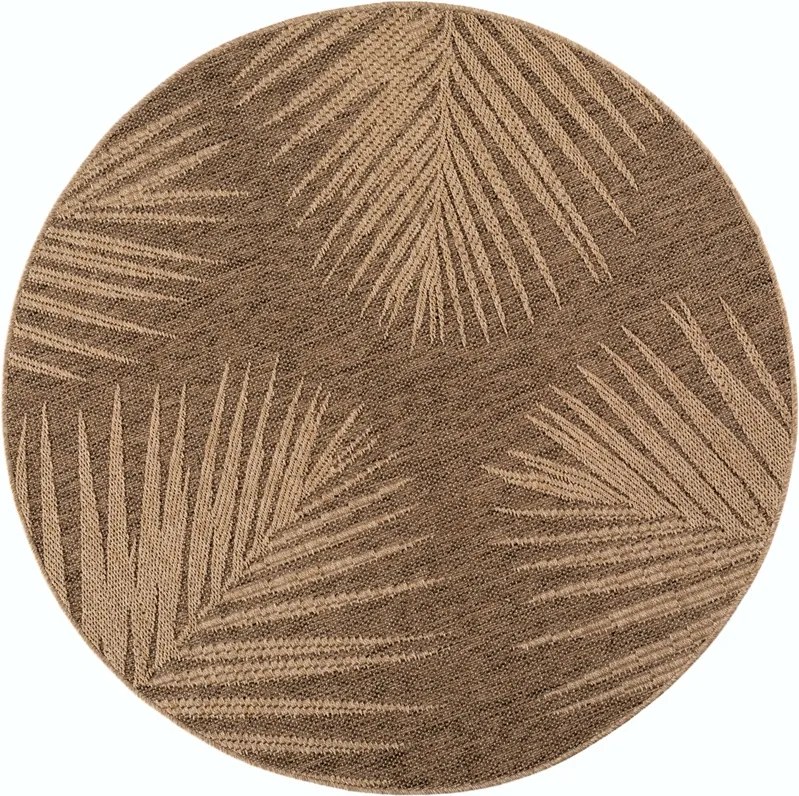 Dywan zewnętrzny Timber Listki brązowe koło 120 cm x 120 cm