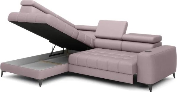 Narożnik BAGGIO Lewostronny z funkcją spania, wolnostojący tkanina LETTO 60 Pudrowy Róż WERSAL