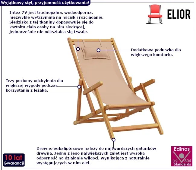 Leżak z miękką poduszką w kolorze taupe G4-M34