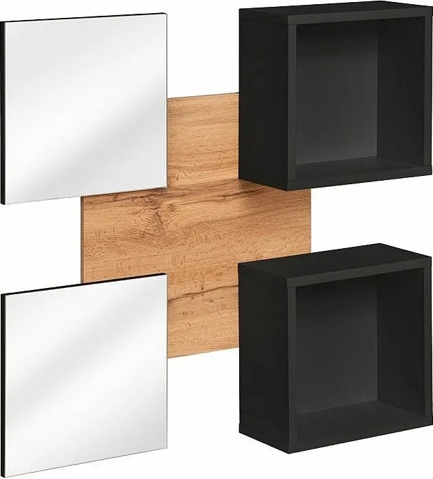 Lustro do przedpokoju EASY czarne/dąb wotan