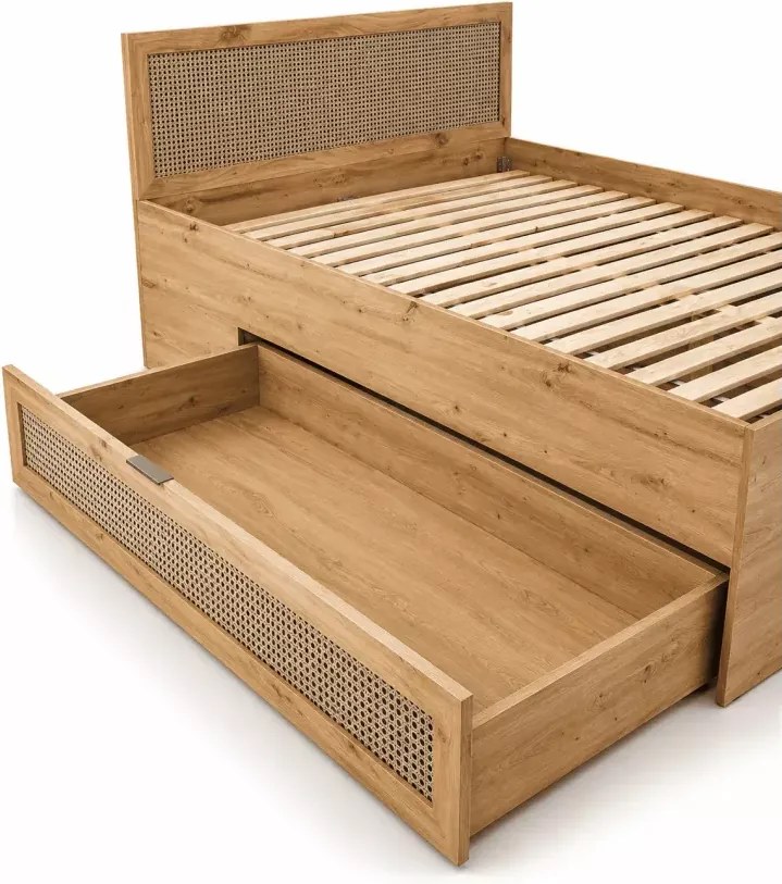Łóżko tapicerowane Calviro z wysokim wezgłowiem i szufladami – nowoczesny design, komfort i elegancja do Twojej sypialni