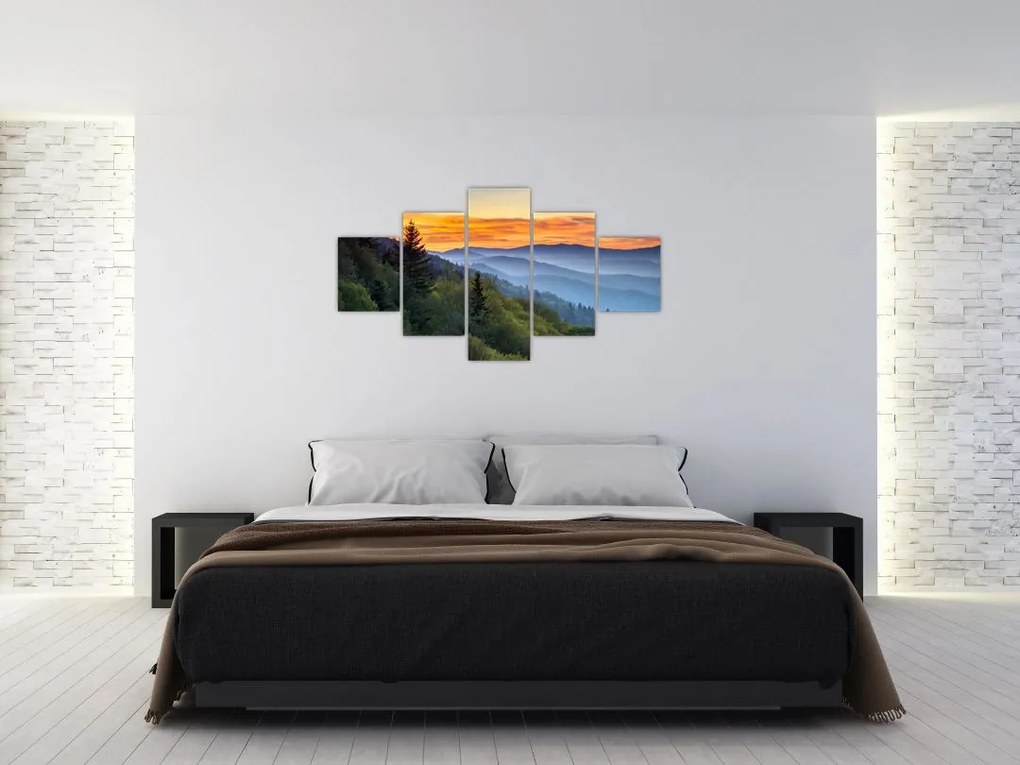 Obraz - Czerwone chmury w górach (125x70 cm)