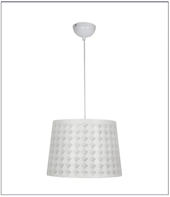Biała lampa wisząca z abażurem w kratę 4X V050 G5-E53