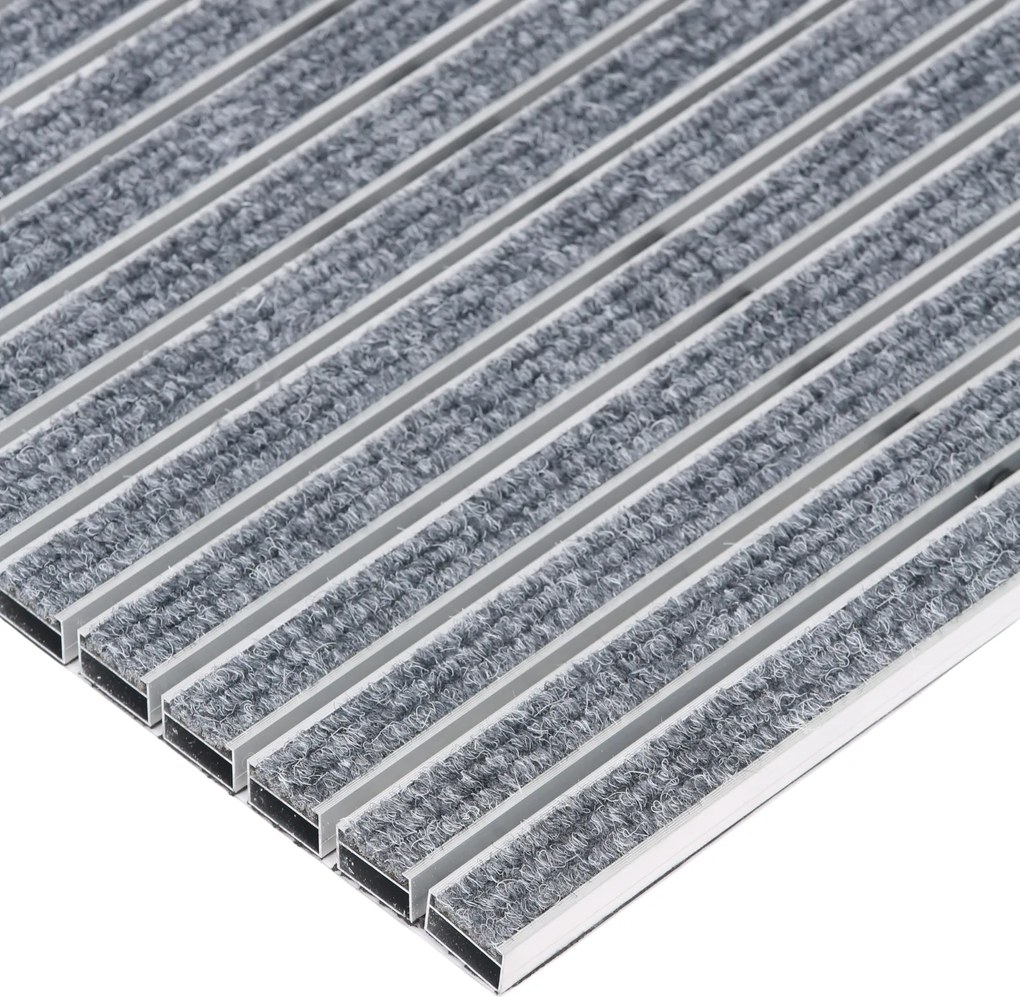 Aluminiowa mata czyszcząca z wkładem dywanowym, 120 x 80 cm, szara