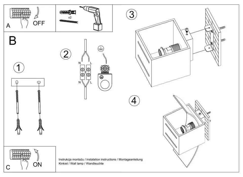 Szary kinkiet Carlo – Sollux