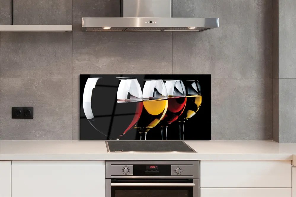 Panel szklany do Kuchni Minimalistyczne Kieliszki w Czerni
