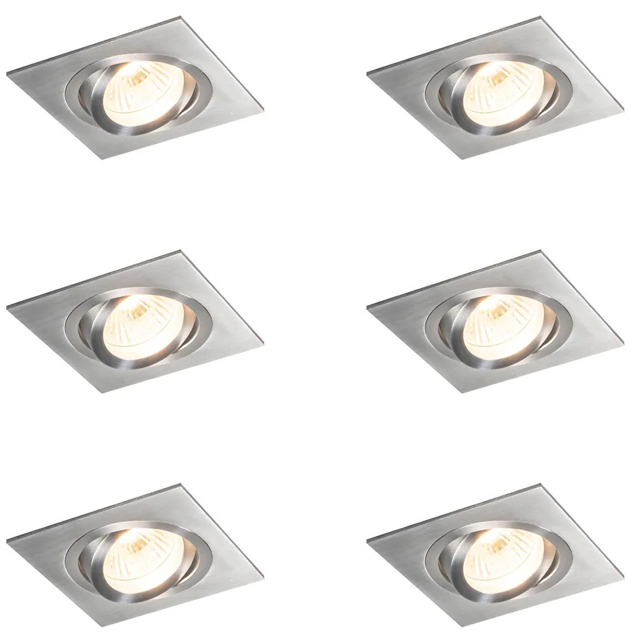 Zestaw 6 reflektorów wpuszczanych stalowych z możliwością regulacji - Lock 1