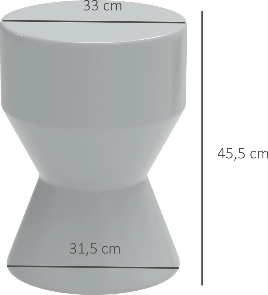 Outsunny Ceramiczny Taboret Ogrodowy 120kg Nośności Ø33 x 45,5 cm Wodoodporny w Kształcie Klepsydry Jasnoszary