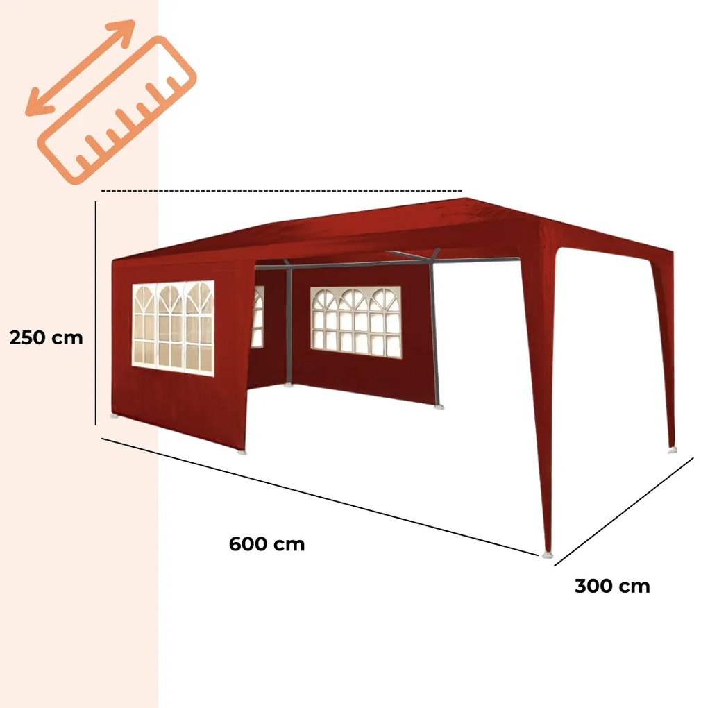 Namiot imprezowy NEAPOL, 3x6m, czerwona Jurhan