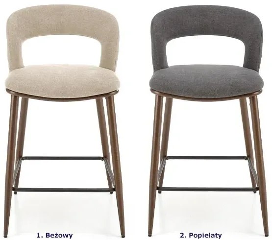 Welwetowy popielaty hoker z oparciem K7-S43