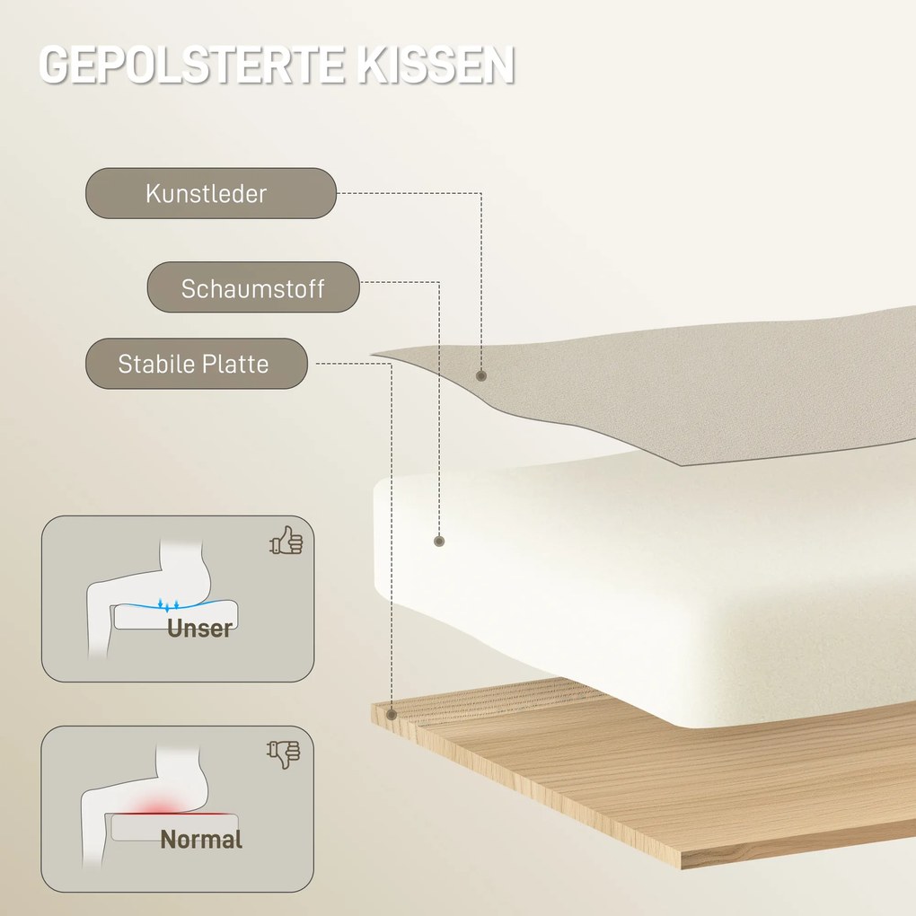 HOMCOM Ergonomiczny fotel biurowy z podnóżkiem, obicie z ekoskóry, na kółkach, obrotowy, metal, Beige+Schwarz