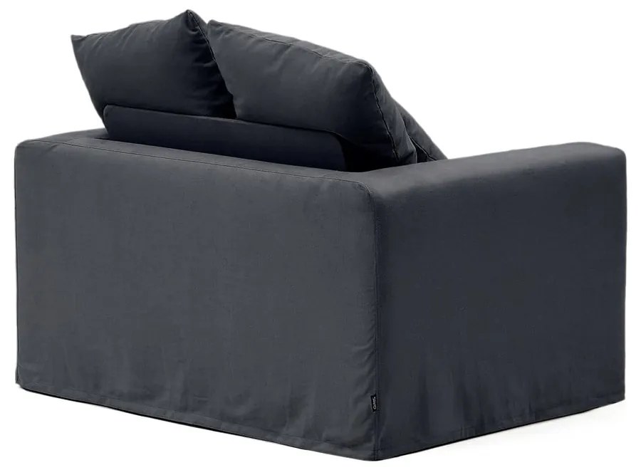 Antracytowy lniany fotel Nora – Kave Home