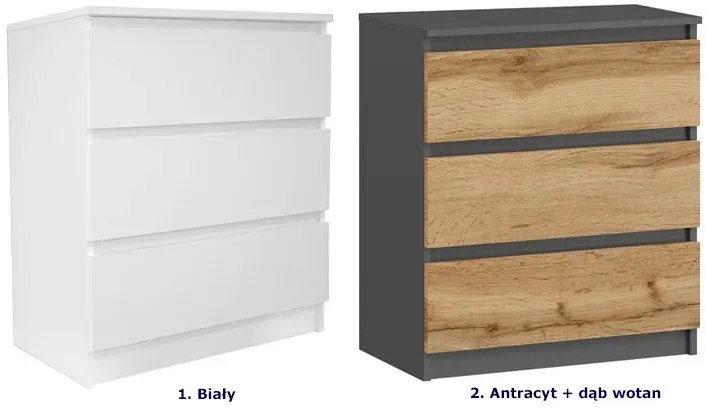 Biała minimalistyczna komoda z 3 szufladami - Glenn 5X