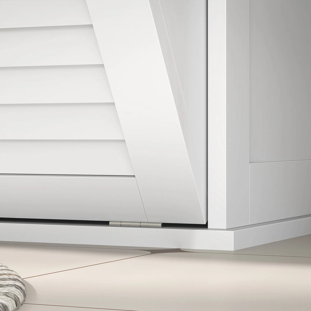 HOMCOM Szafka na Pranie, 2 kosze klapowe na bieliznę, 2 drzwi z lamelami, 70 x 38 x 73 cm, Biały