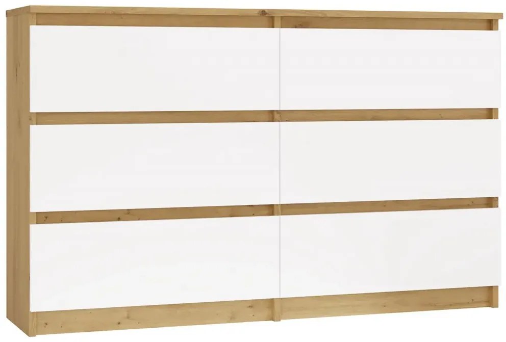 Nowoczesna podwójna komoda dąb artisan + biały - Berta 120 cm