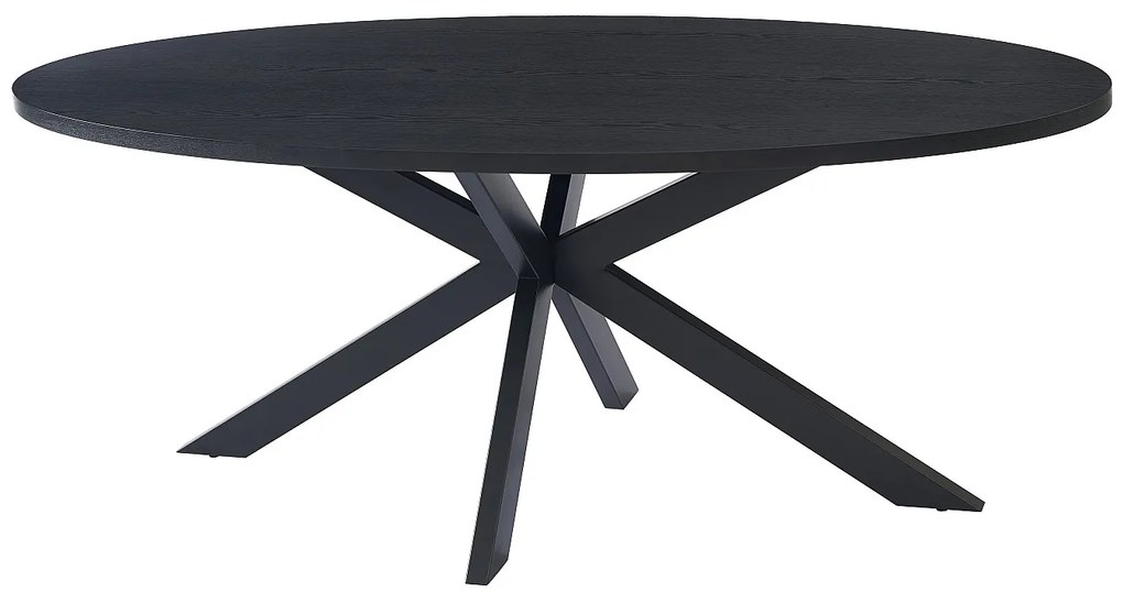 Stół 8-osobowy, okleina dębowa i metal – Czarny – LINIOMA