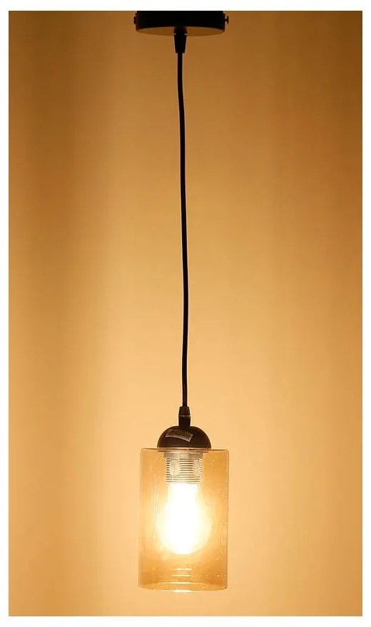 Czarna lampa wisząca ze szklanym kloszem ø 10 cm Bistro – Candellux Lighting