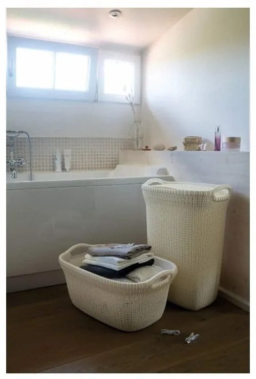 Kremowy kosz na pranie Curver Knit Lungo