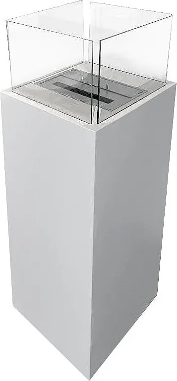 Ischia White 40x40x115 Kominek bioetanolowy do użytku wewnątrz i na zewnątrz, stojący