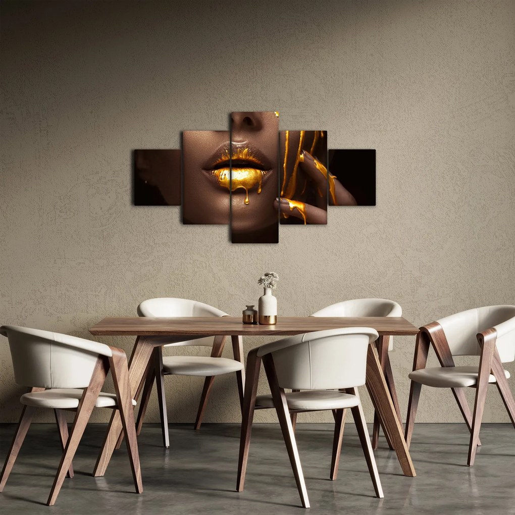 Obraz - Kobieta ze złotymi ustami (125x70 cm)