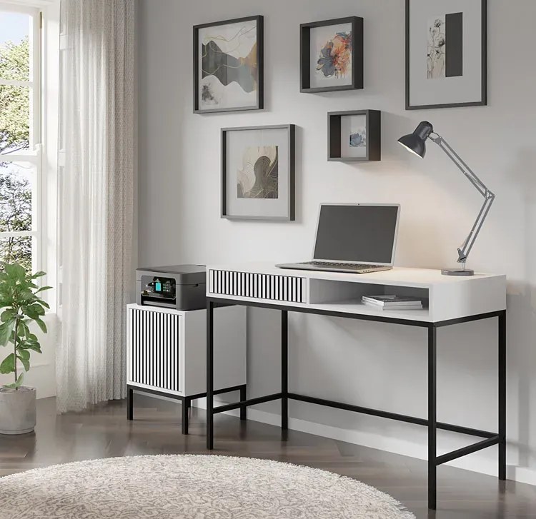 Białe biurko lamelowe toaletka glamour R9-B86