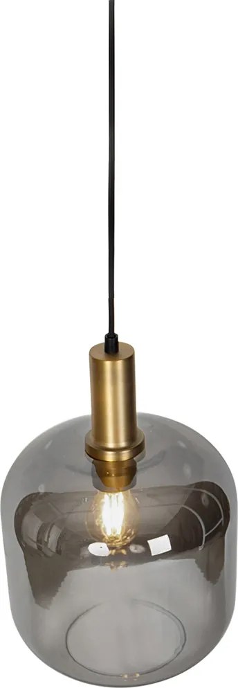 Designerska lampa wisząca czarna i złota z przydymionym szkłem - Zuzanna