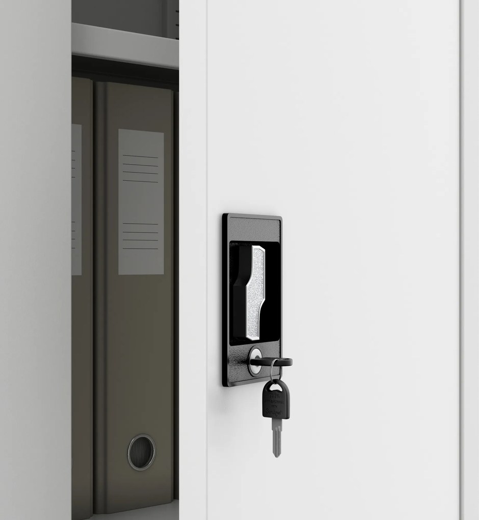 Szafka metalowa zamykana biurowa, warsztatowa biała BEATA D600 900 x 930 x 600 mm