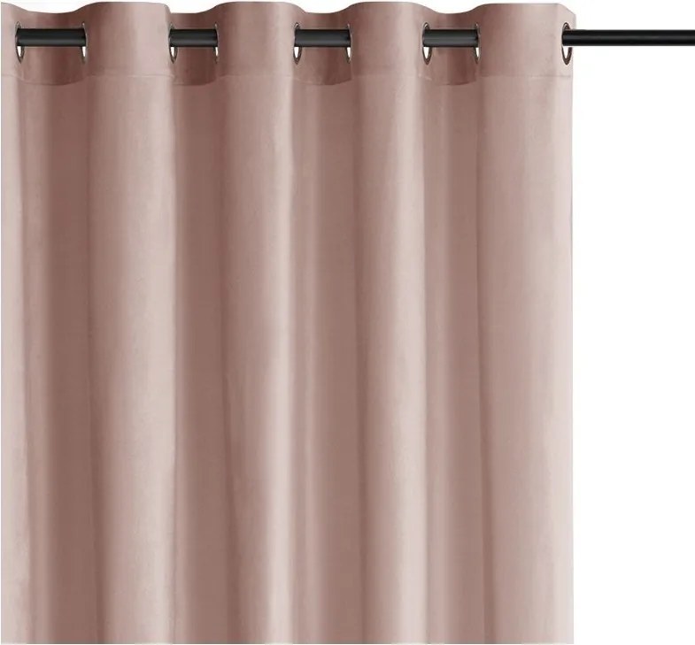 Jasnoróżowa aksamitna zasłona częściowo zaciemniająca (dimout) 530x175 cm Velto – Filumi