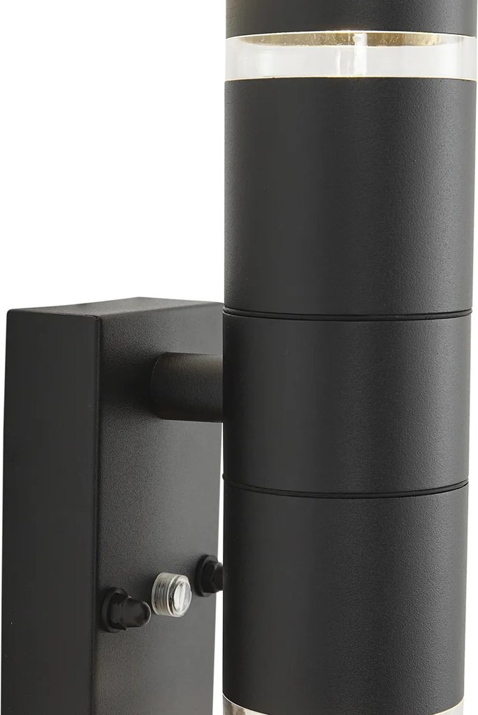 Moderne buiten wandlamp zwart 2-lichts IP44 met schemersensor - Dubbla
