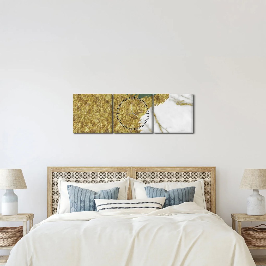 Obraz - Zielony marmur N⁰2 (z zegarem) (90x30 cm)