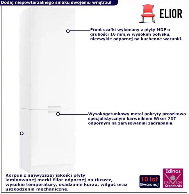 Biały wysoki słupek kuchenny 60 cm połysk N3-N08