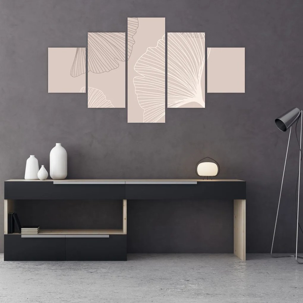 Obraz - Beżowe liście N⁰6 (125x70 cm)