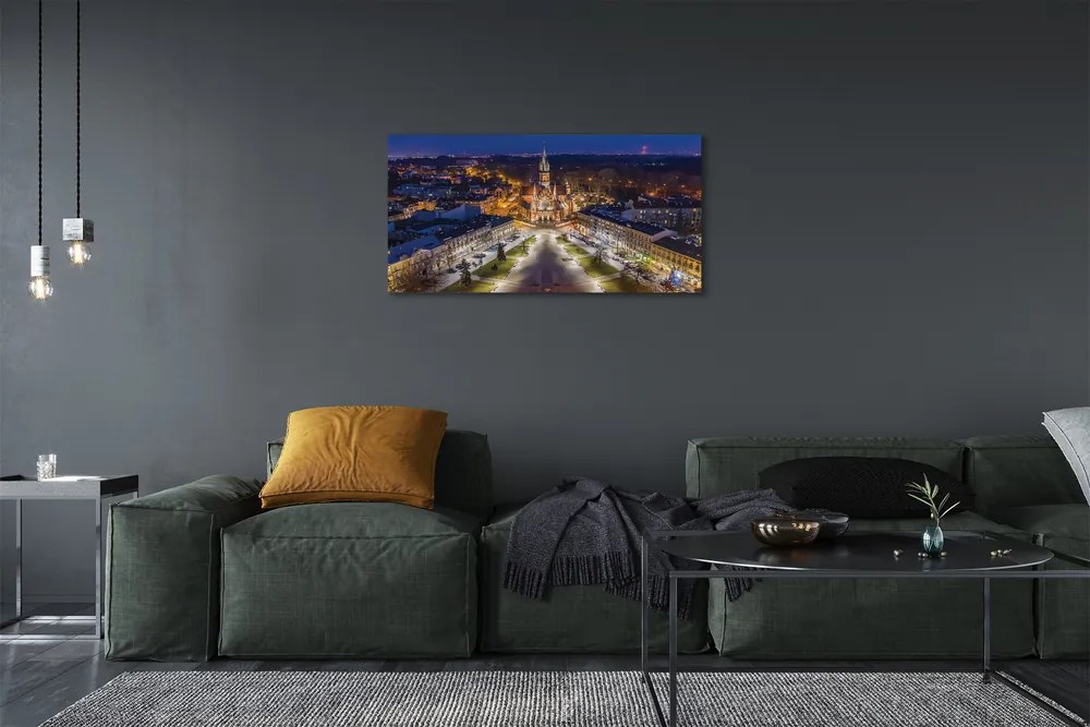 Obraz na płótnie Kraków Noc kościół panorama