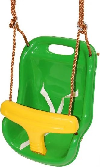 Huśtawka kubełkowa plastikowa z wysokim oparciem limonkowa-żółta