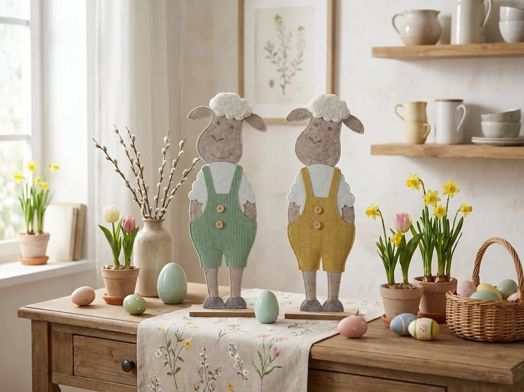 Wielkanocna dekoracja FELT LAMB 50 cm - różne kolory Kolor: Zielony