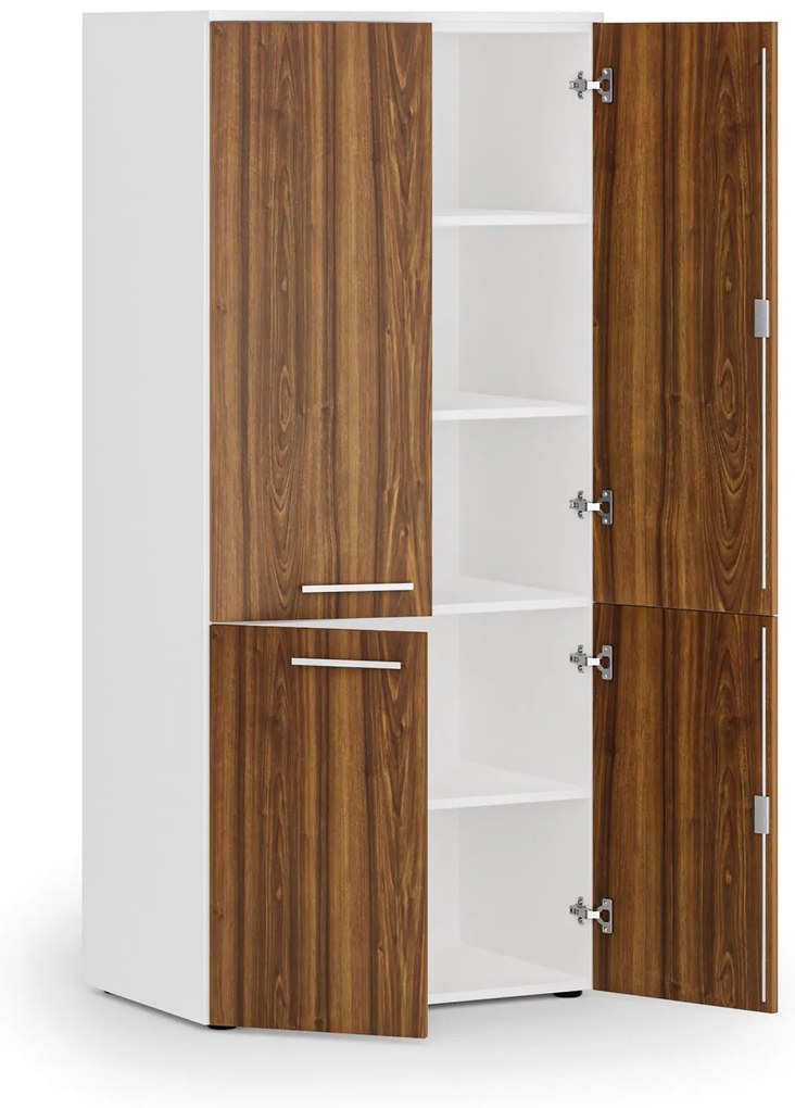 Szafa biurowa pół-drzwi PRIMO WHITE, 800 x 500 x 1781 mm, biały/orzech