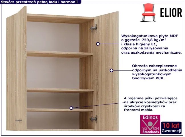 Łazienkowa szafka ścienna w kolorze dąb sonoma - Sirella 3X