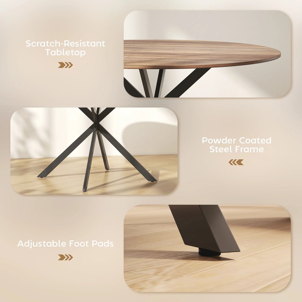 HOMCOM Okrągły stół jadalniany dla 4 osób, stół kuchenny w stylu industrialnym ze stalowymi nogami, do jadalni, kuchni, ciemnobrązowy | Aosom PL