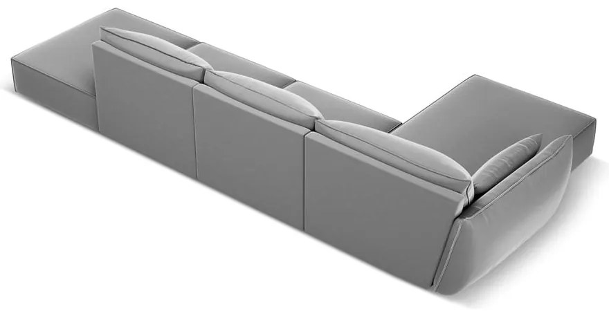 Jasnoszary aksamitny narożnik (lewostronny/z szezlongiem) Vanda – Mazzini Sofas