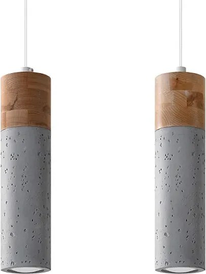 Drewniano-betonowa lampa wisząca tuby - S163 K1-G05