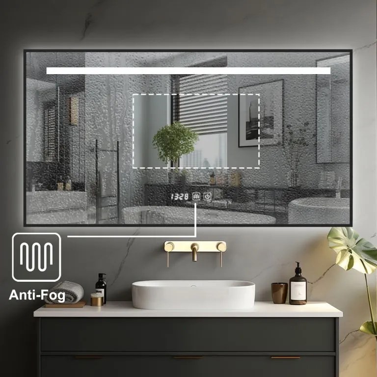 IREDA Lustro łazienkowe z oświetleniem LED, 80 x 60 cm