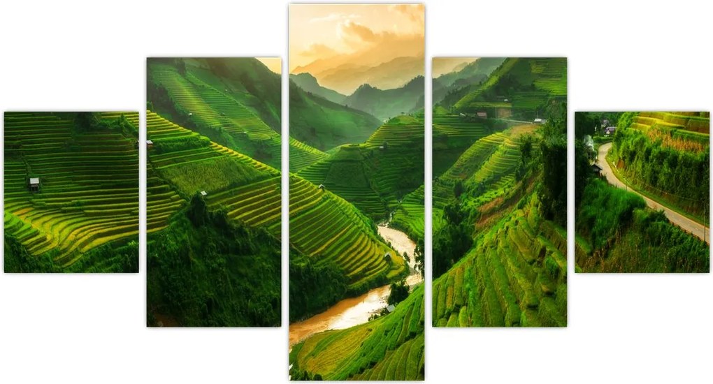 Obraz - Tarasy ryżowe Mu Cang Chai (125x70 cm)