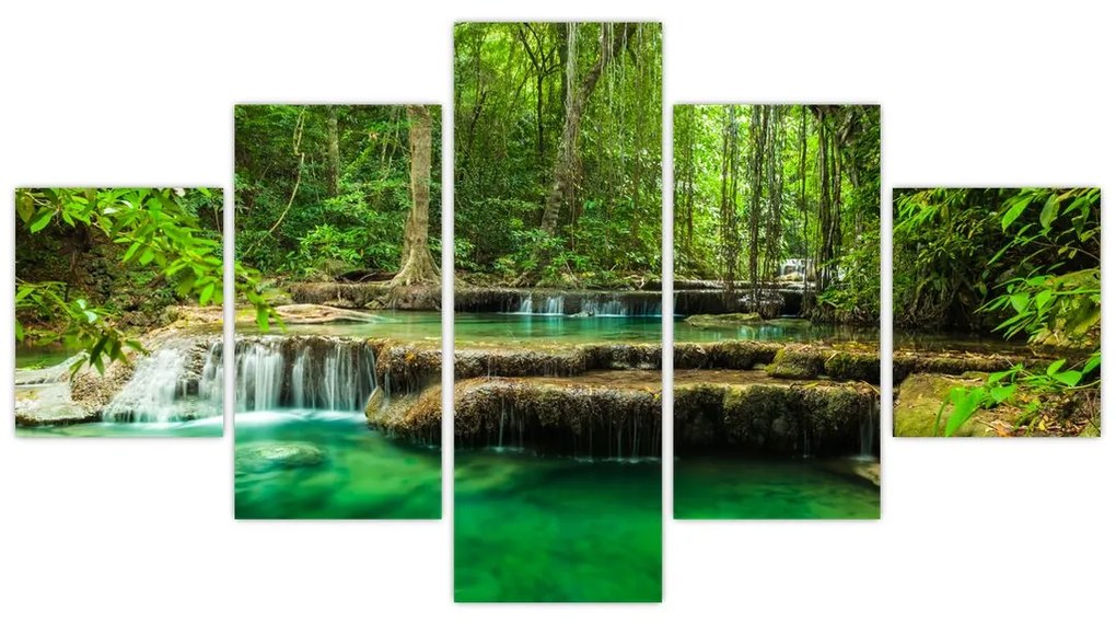 Obraz - Wodospad Erawan w Kanchanaburi, Tajlandia (125x70 cm)