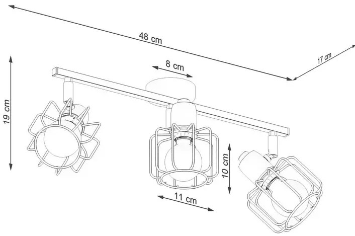 Czarny punktowy plafon potrójny G8-S93